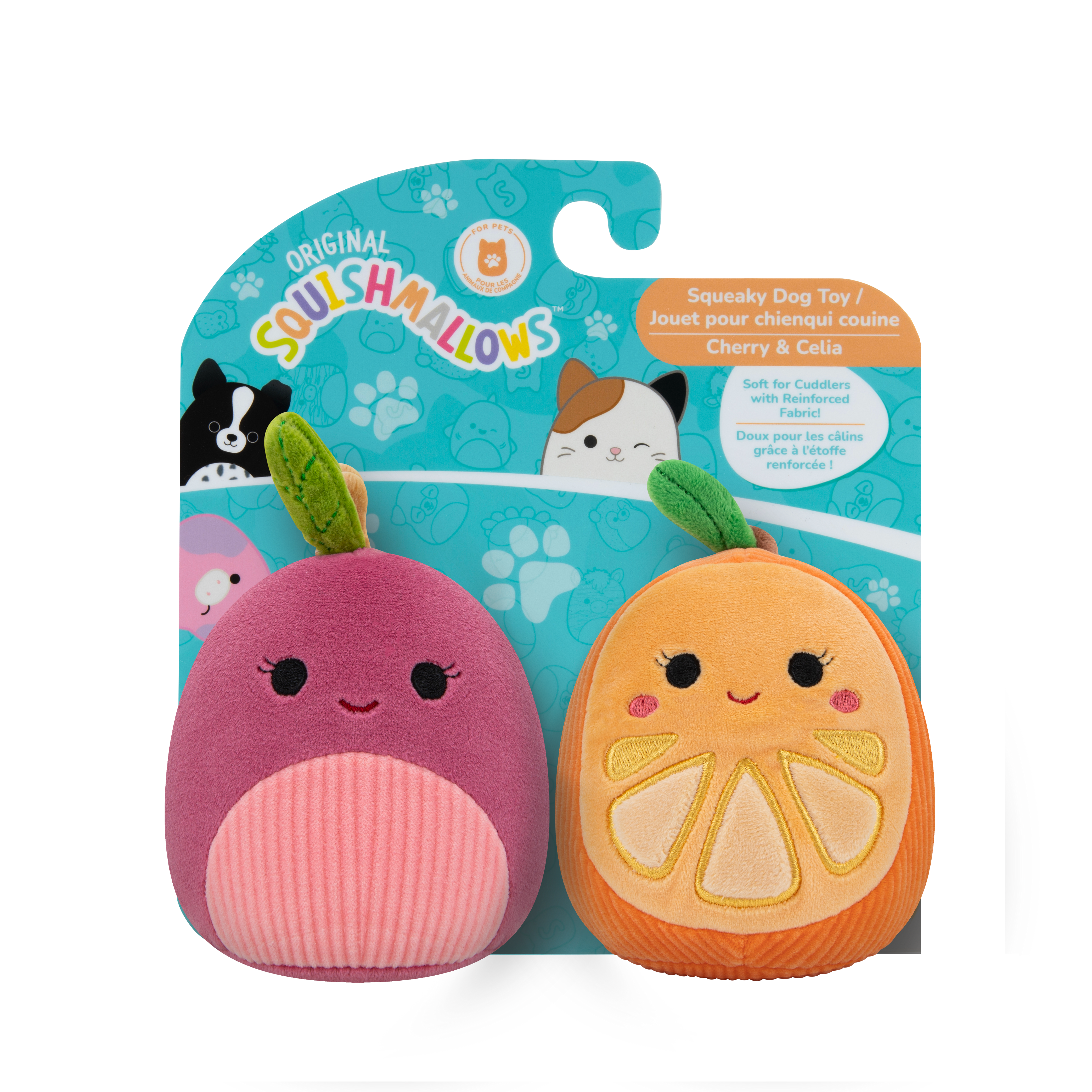 Squishmallows Original 3.5-Inch Cherry the Red Cherry and Celia the Orange Slice 2-Pack Pet Toy