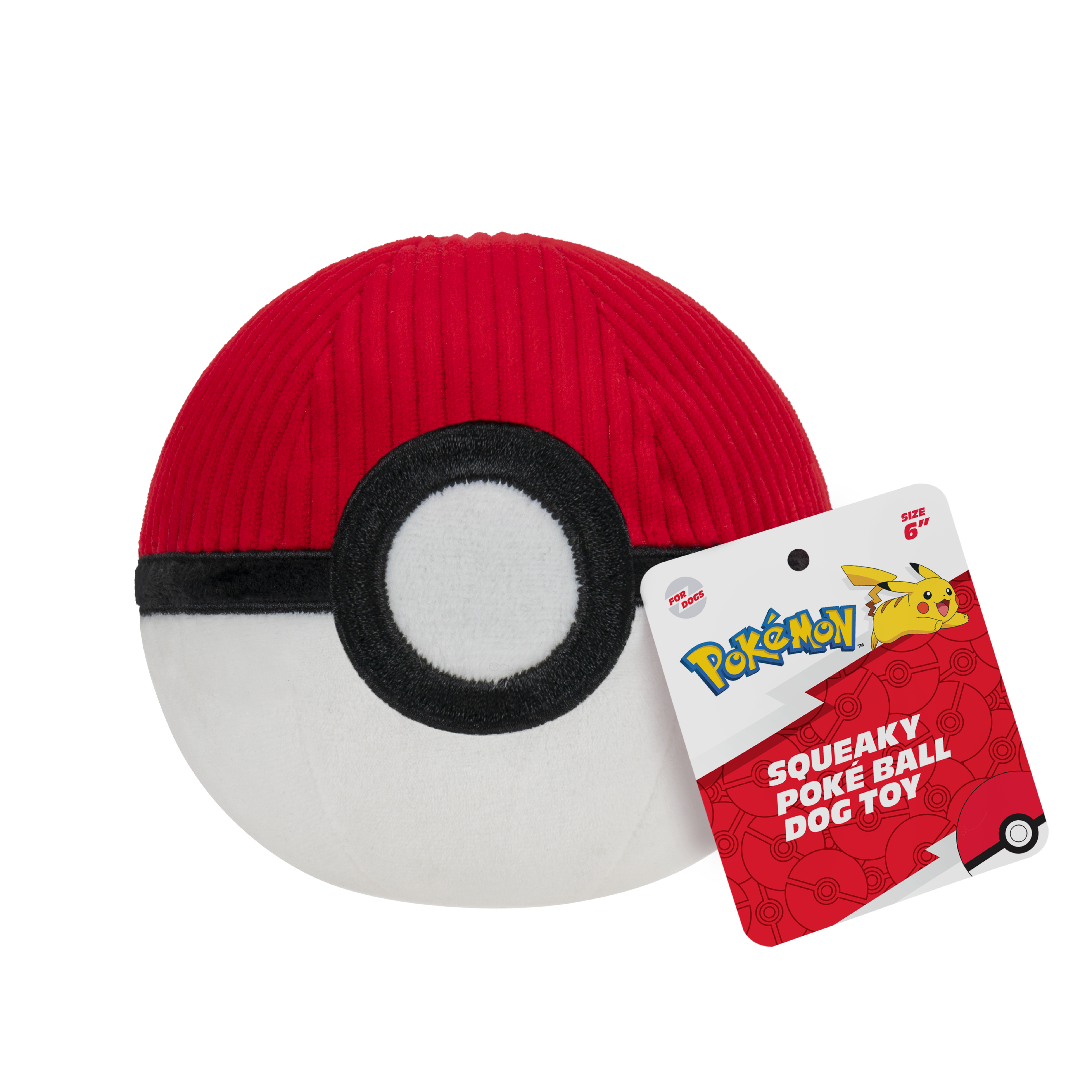 Pokémon Poké Ball Plush Ball - 6-inch Plush Dog Ball with Squeaker