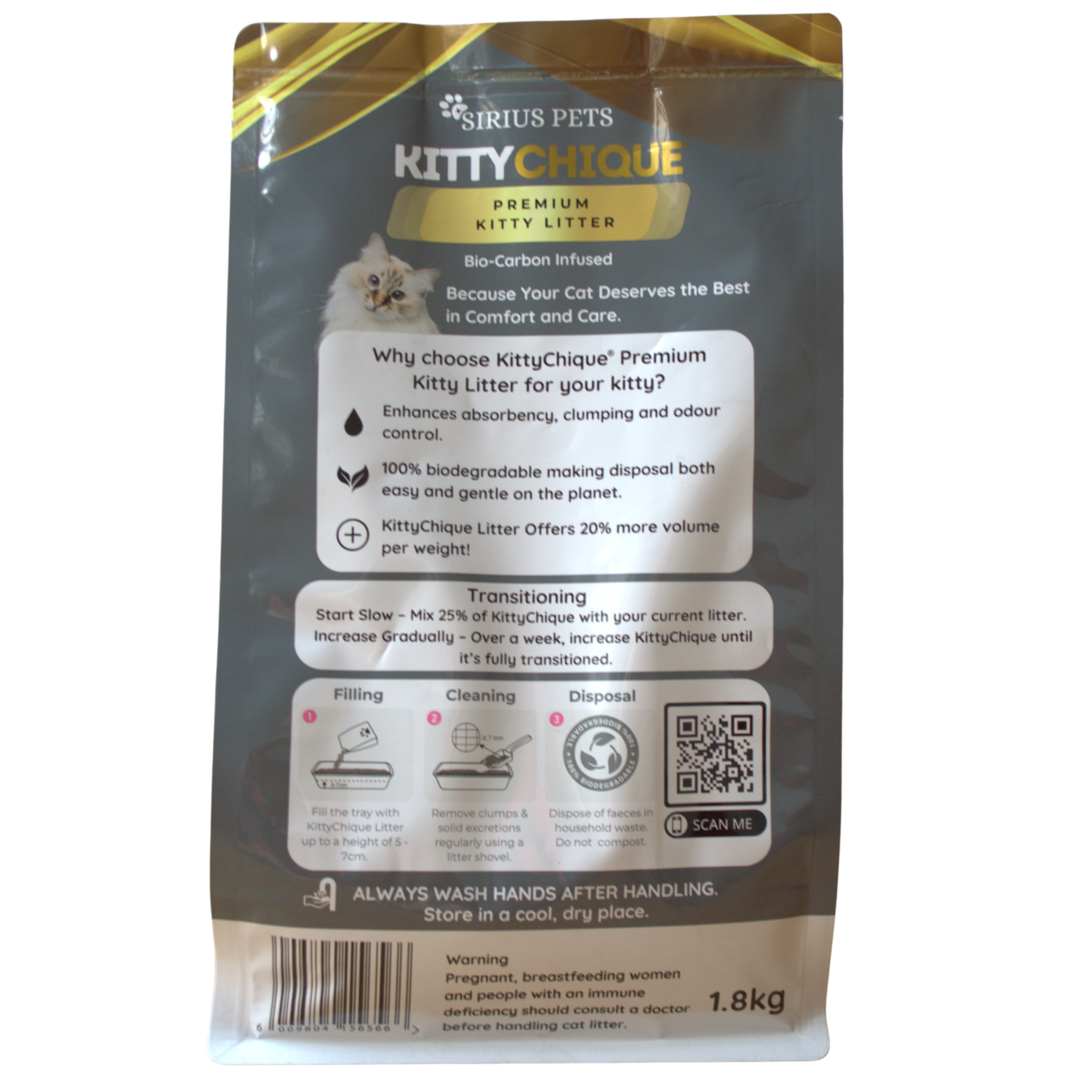 Kitty Chique Premium Kitty Litter Bio-Carbon 1.8kg