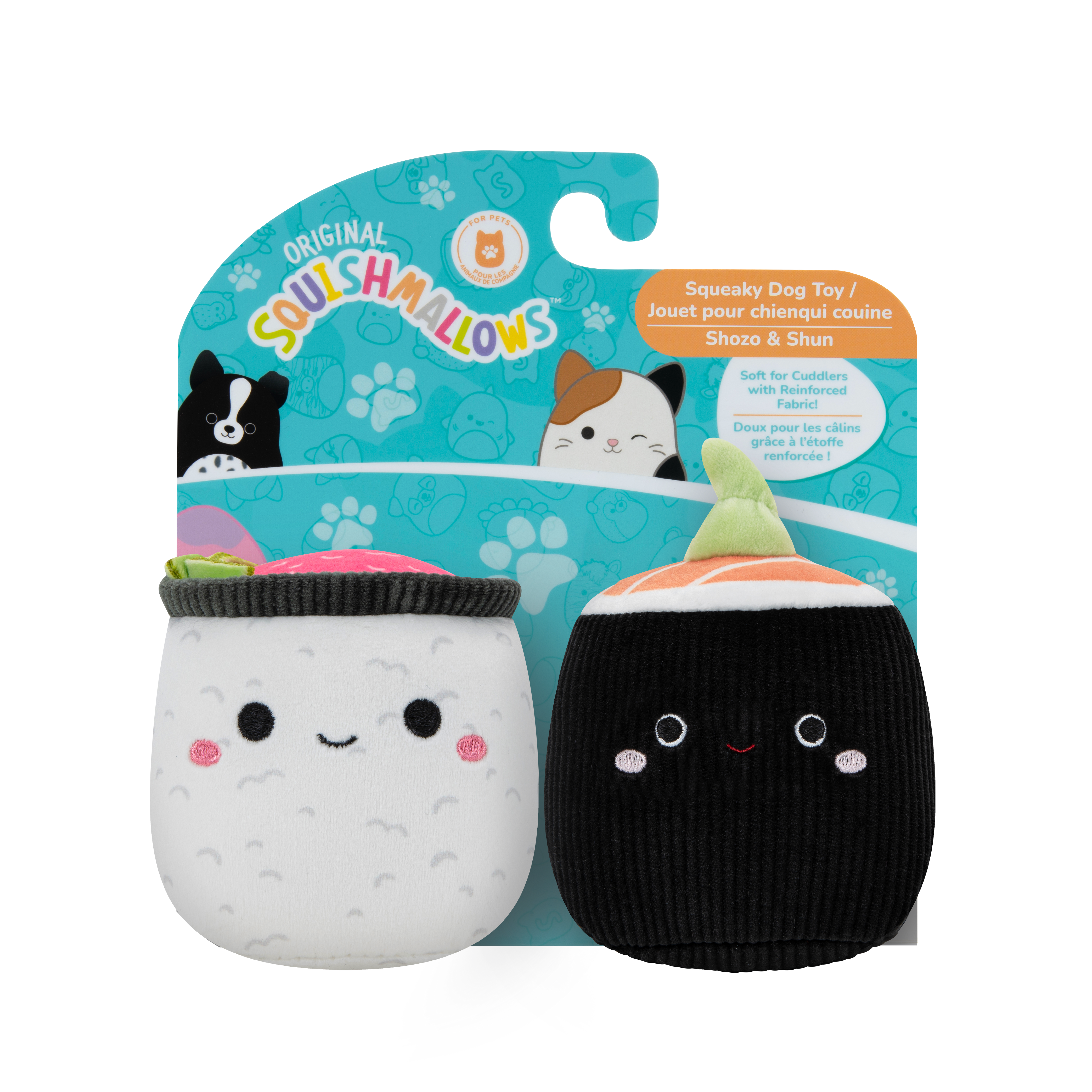 Squishmallows Original 3.5-Inch 2-Pack Shozo the Black Nori Sushi and Shun the Cucumber Sushi Roll Dog Toys
